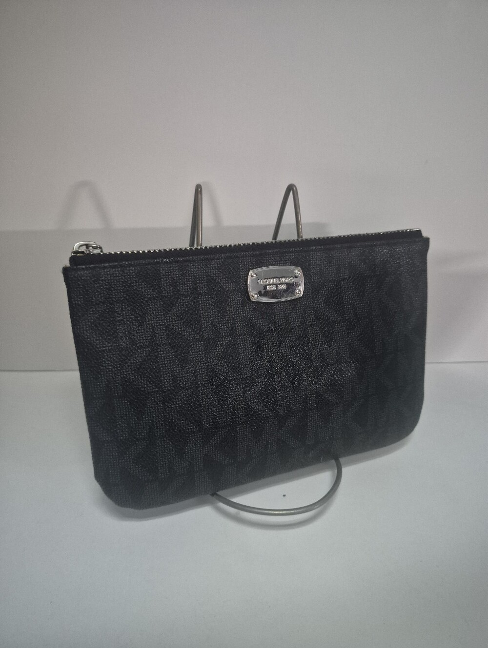 Michael Kors Black Signature Wristlet Pouch Fanny Bag